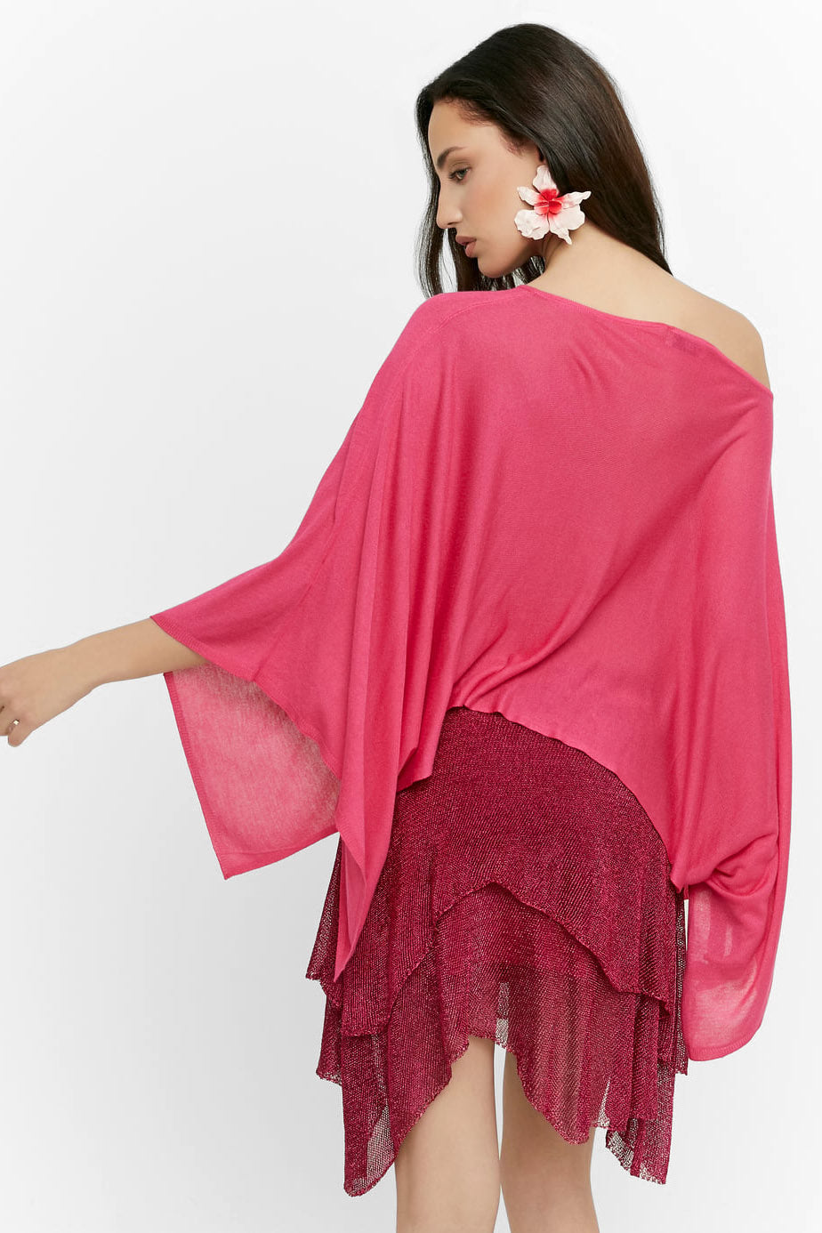 Feinstrickponcho - Pink