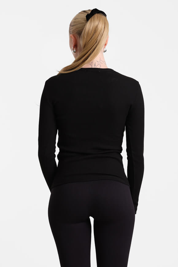 Geripptes Langarmshirt - Black