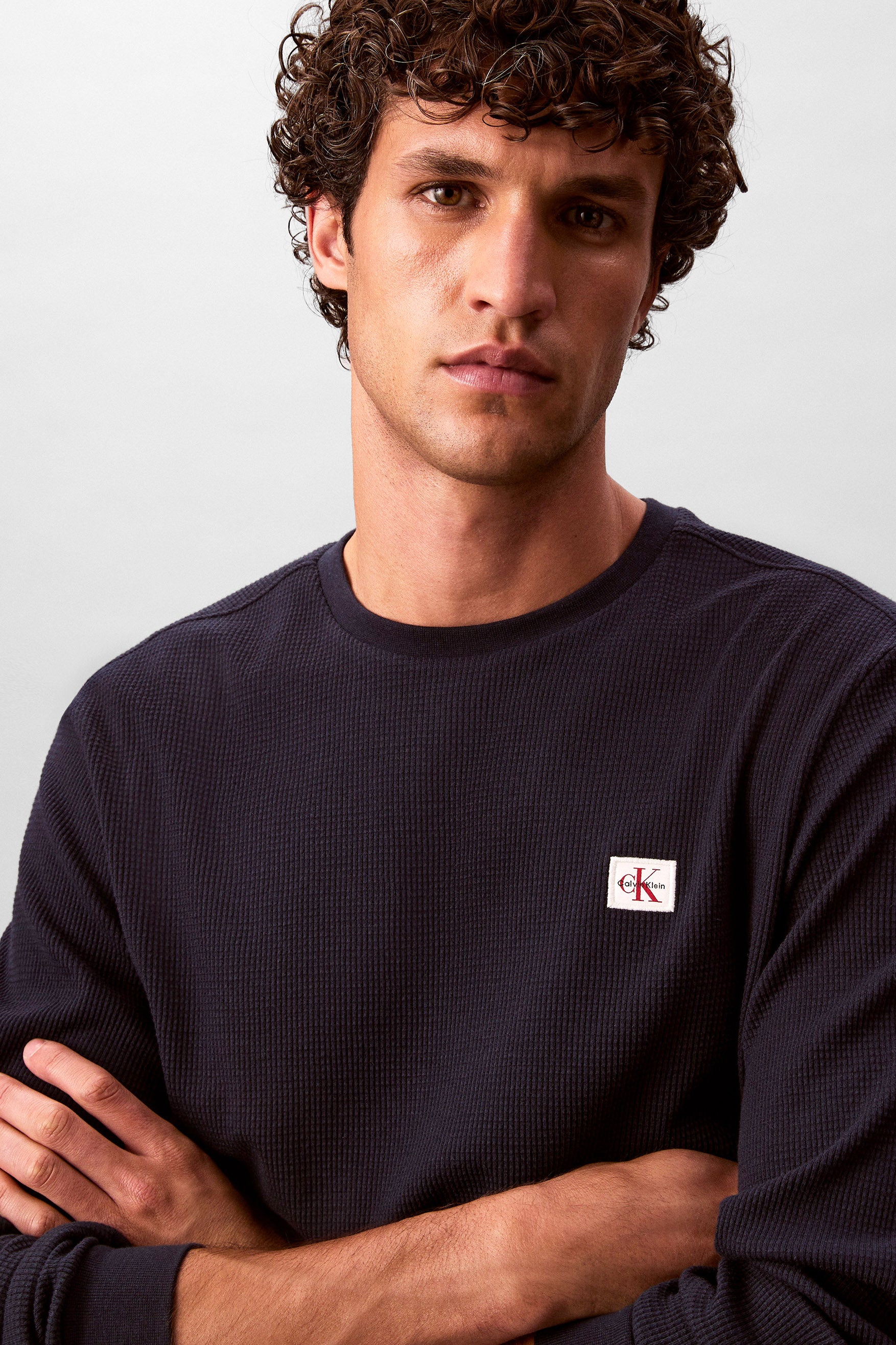 Langarmshirt mit Waffelstruktur - Dark Sapphire