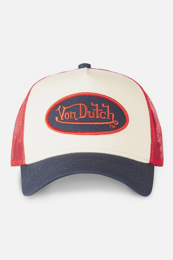 Trucker Cap / Snapback - Light Beige + Navy + Red