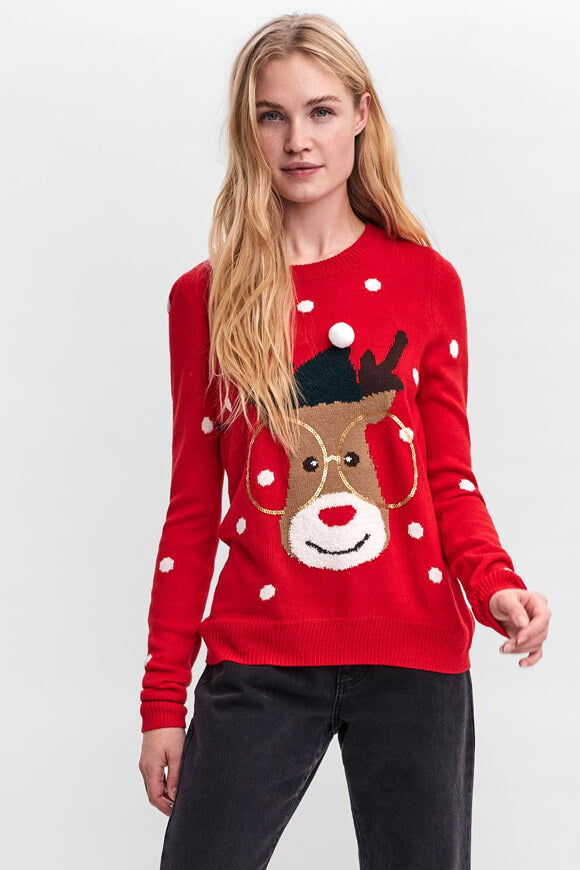 Weihnachtsstrickpullover - Chinese Red