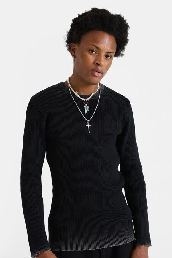 Pull en maille côtelée - Noir + Gris