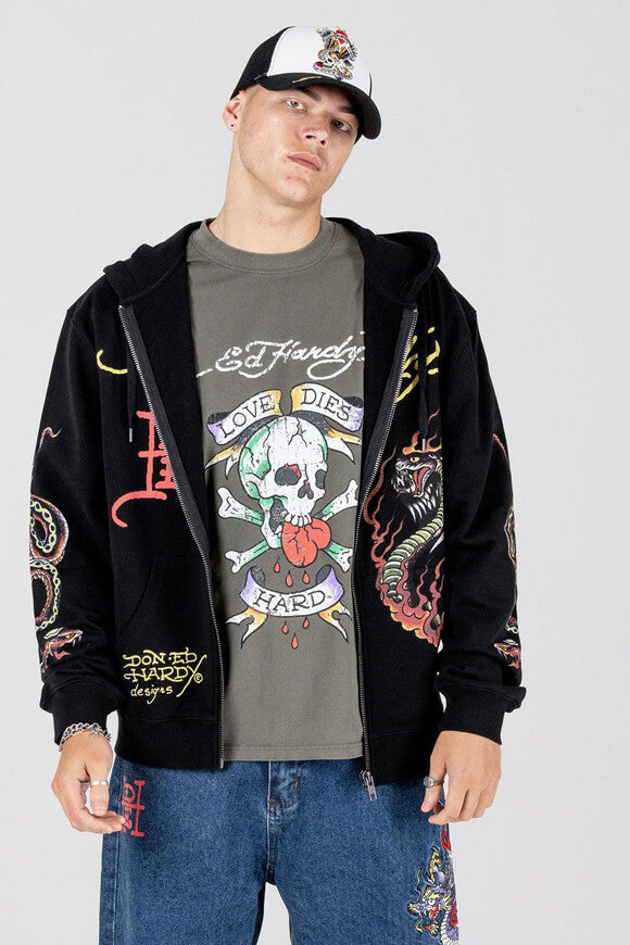 Kapuzensweatjacke - Black