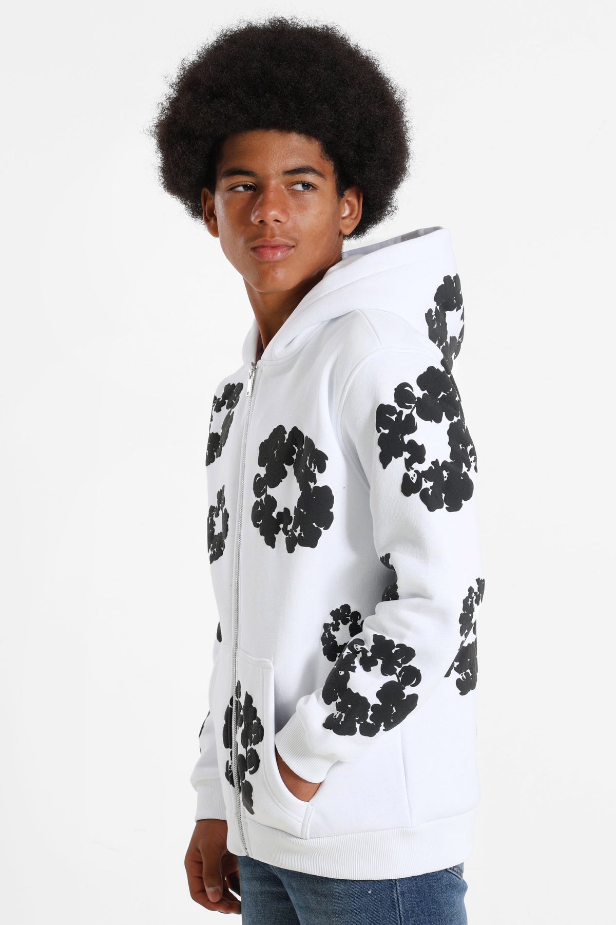 Kapuzensweatjacke - White + Black