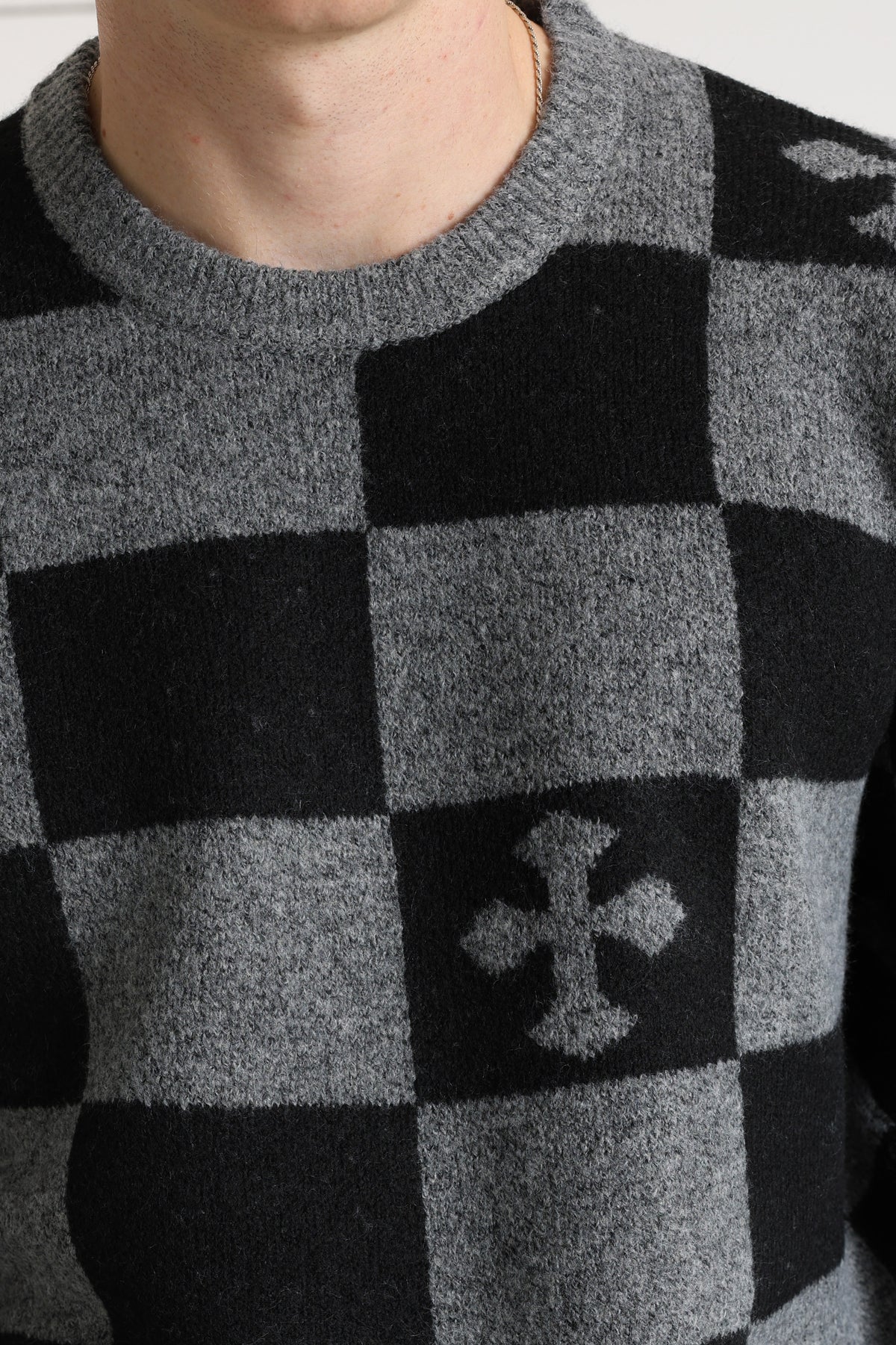 Strickpullover - Grau + Schwarz