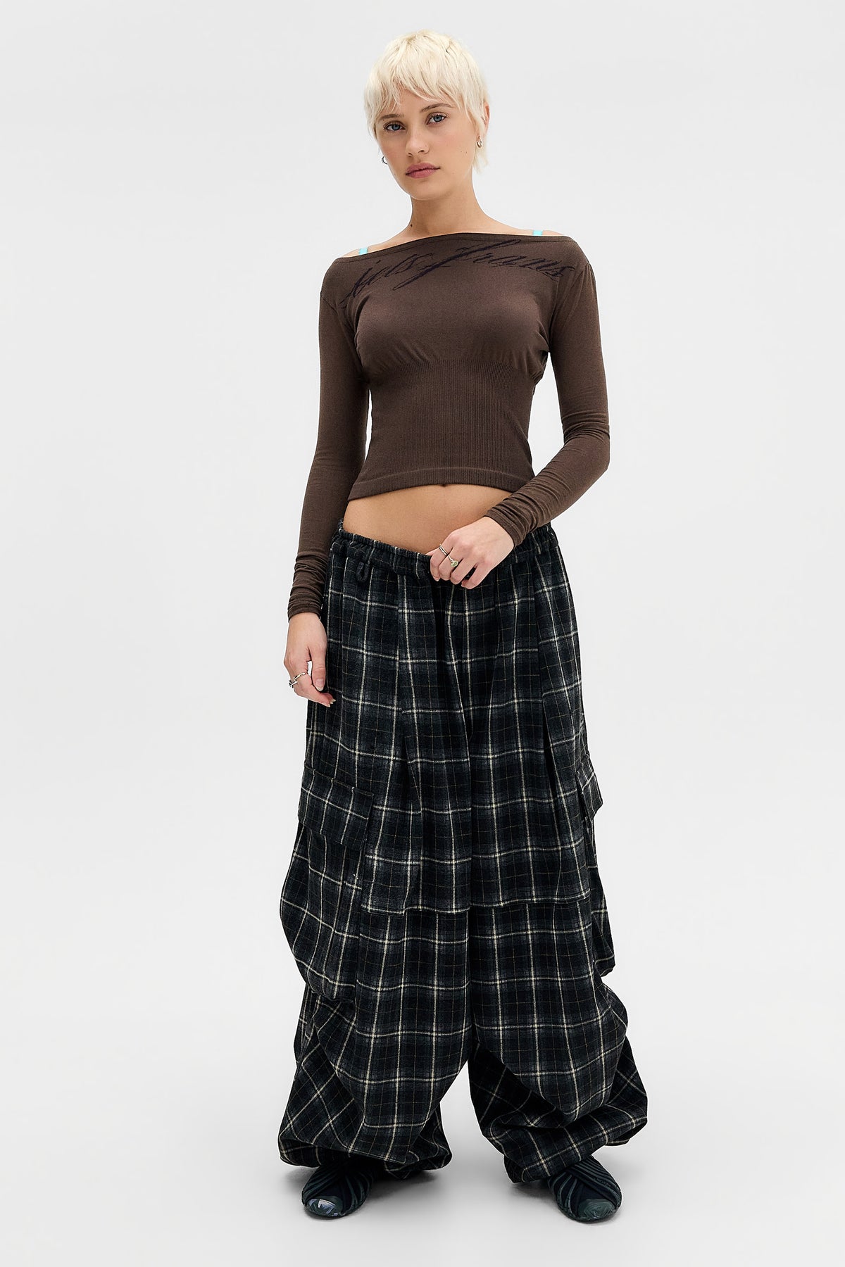 Check pantalon cargo - Black