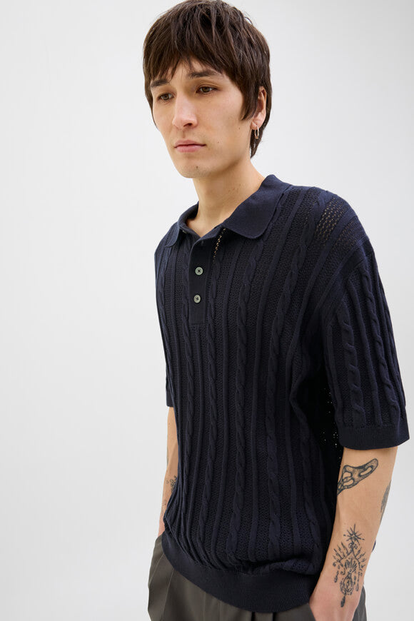 JPRBLAMASON Oversize Strick Poloshirt - Night Sky