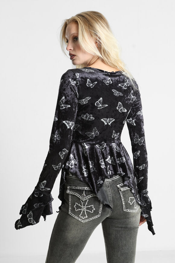 Velvet blouse - black + white