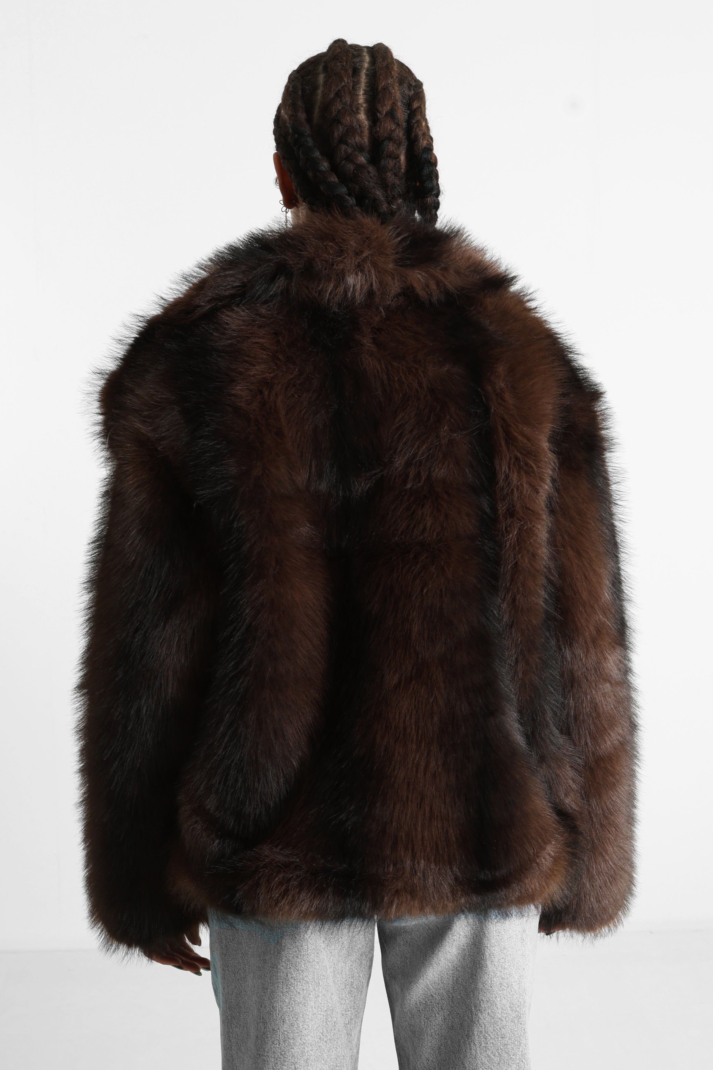 Manteau court en fourrure synthétique - Brown