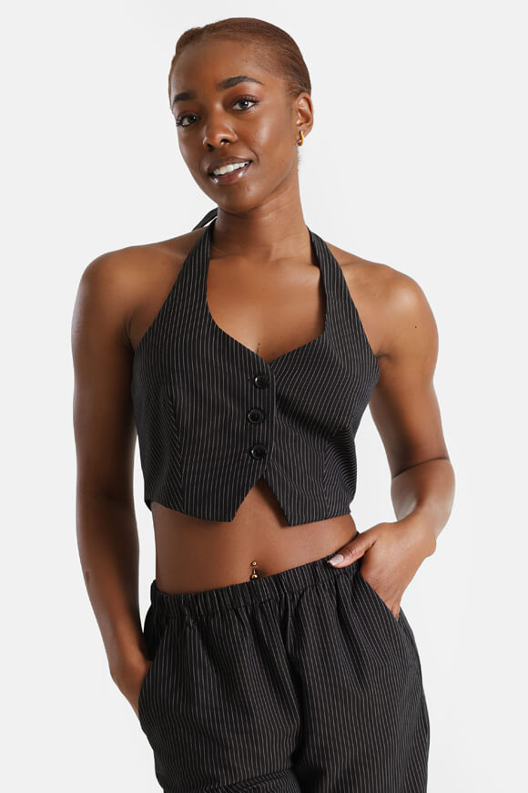 Neckholder Crop Top - Schwarz
