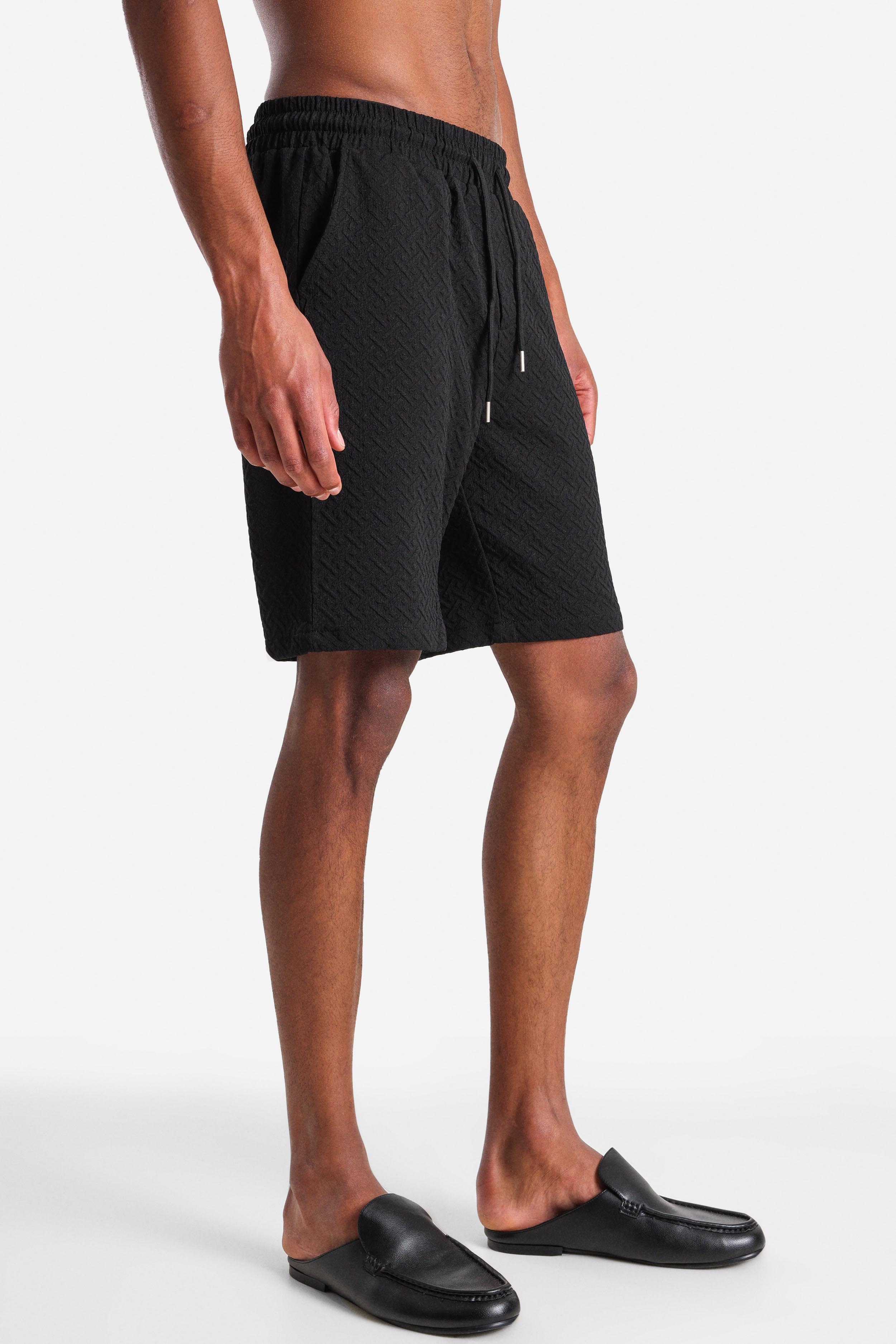 Strukturierte Stoffshorts - Black
