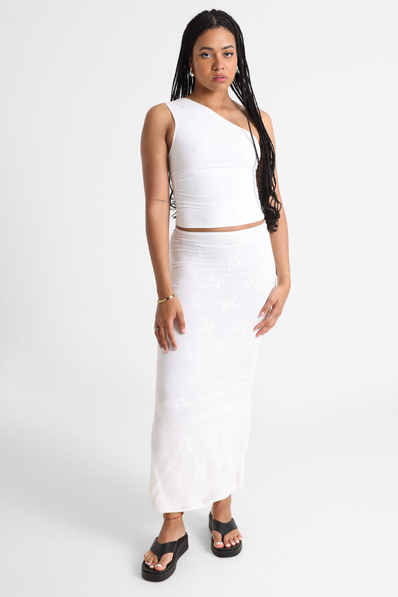 One Shoulder Crop Top - Blanc cassé