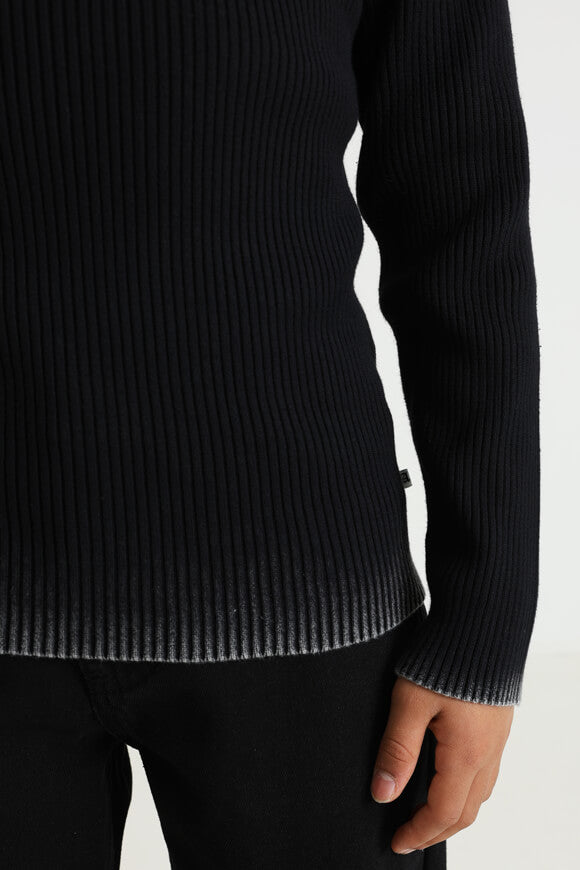 Ribbed knit sweater - Black + White