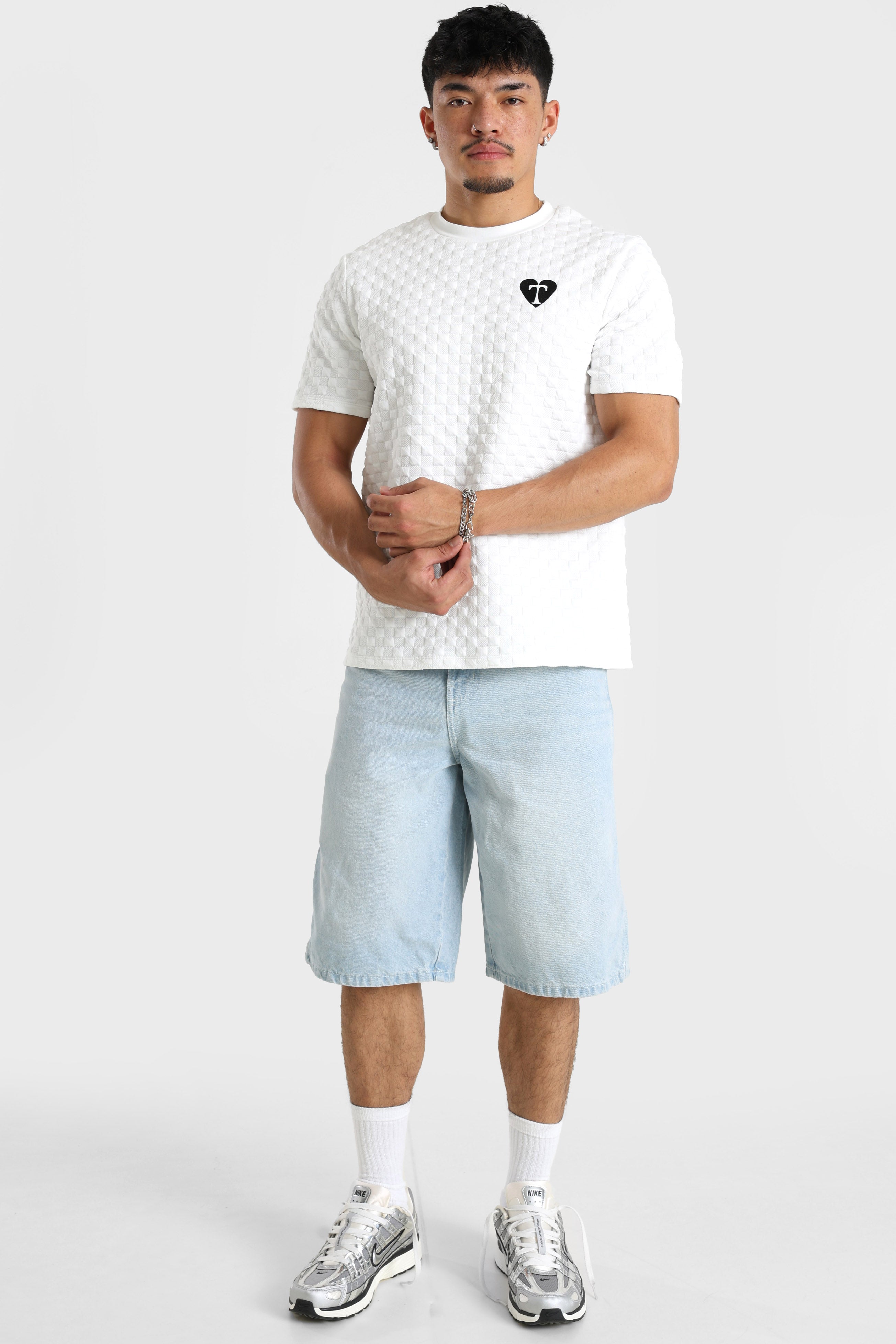 Strukturiertes T-Shirt - Weiss