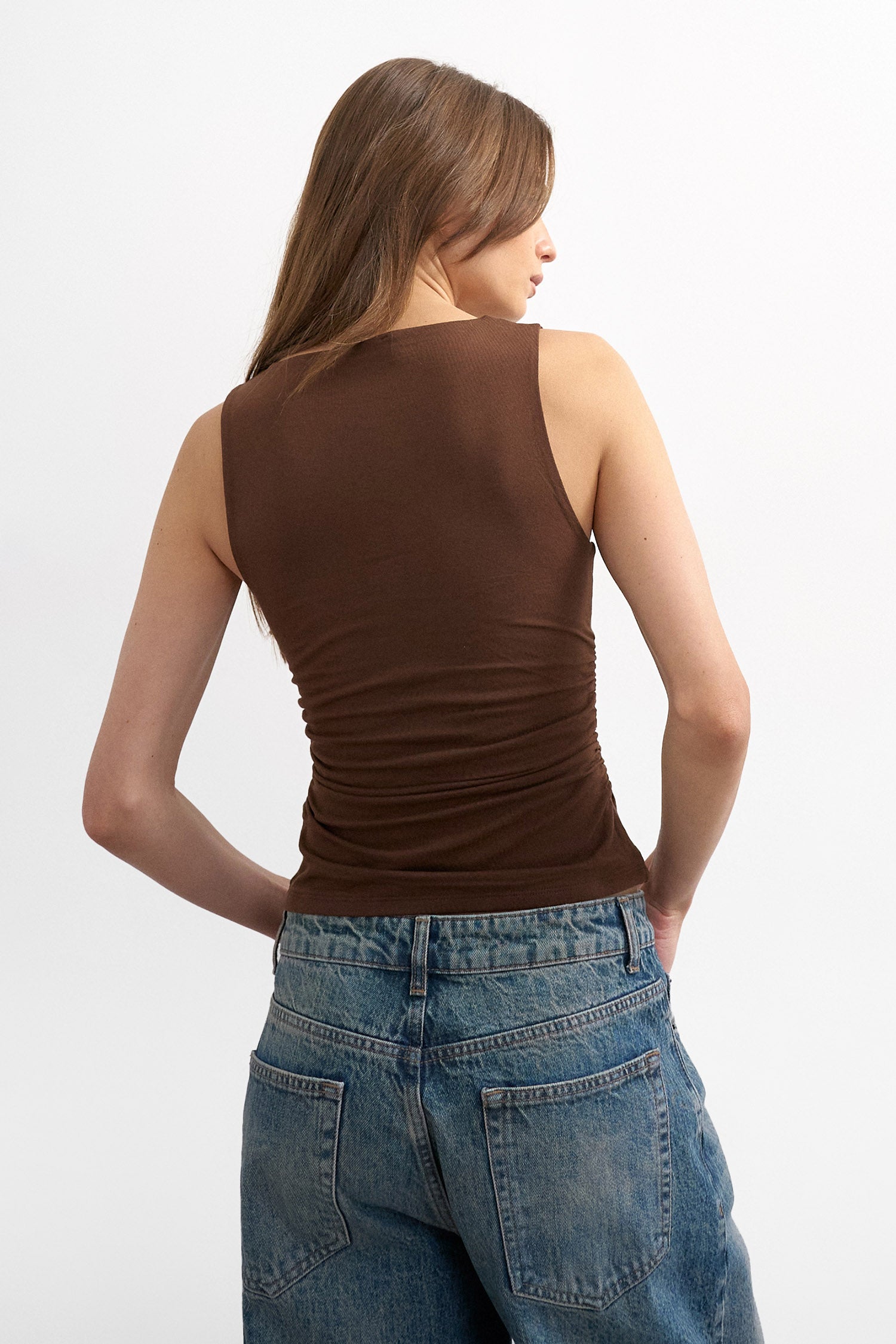 TSMINDY Gerafftes Top - Chocolate Brown