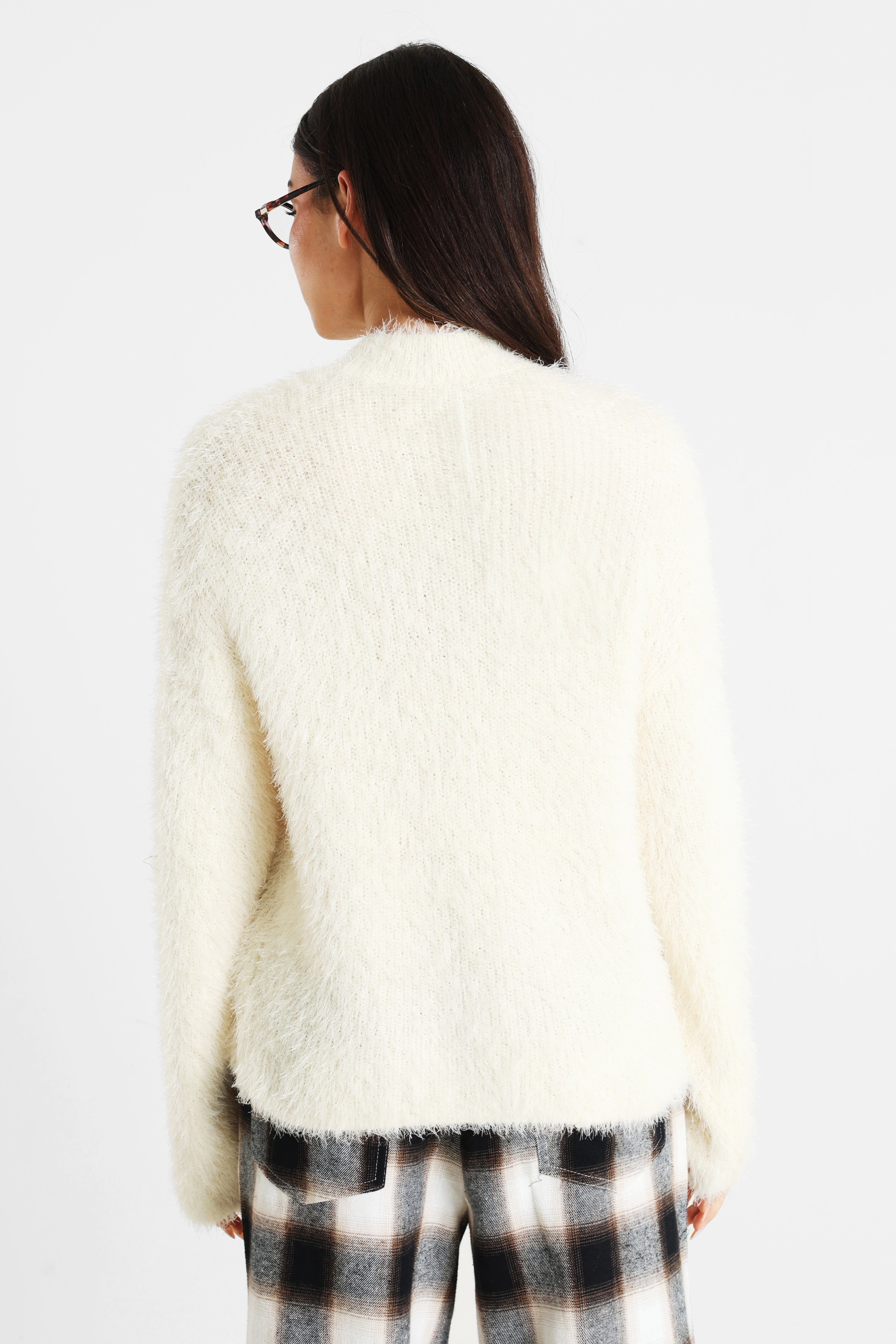 ONLLULU Hairy knitted sweater - Cloud Dancer