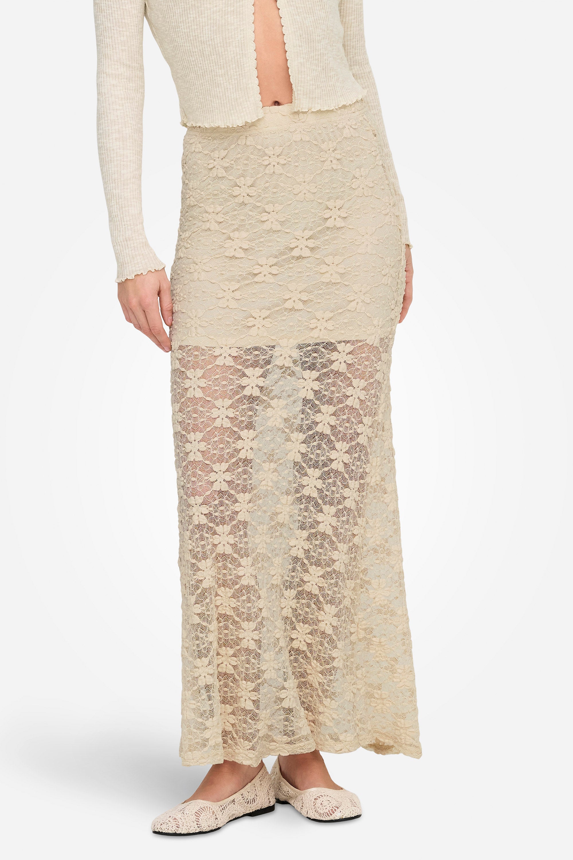 ONLPEARLINA Maxi Spitzenrock - Birch