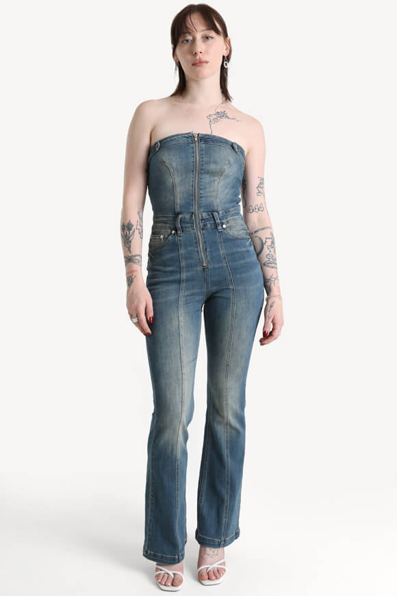 Tuta lunga in denim - Blu scuro lavato
