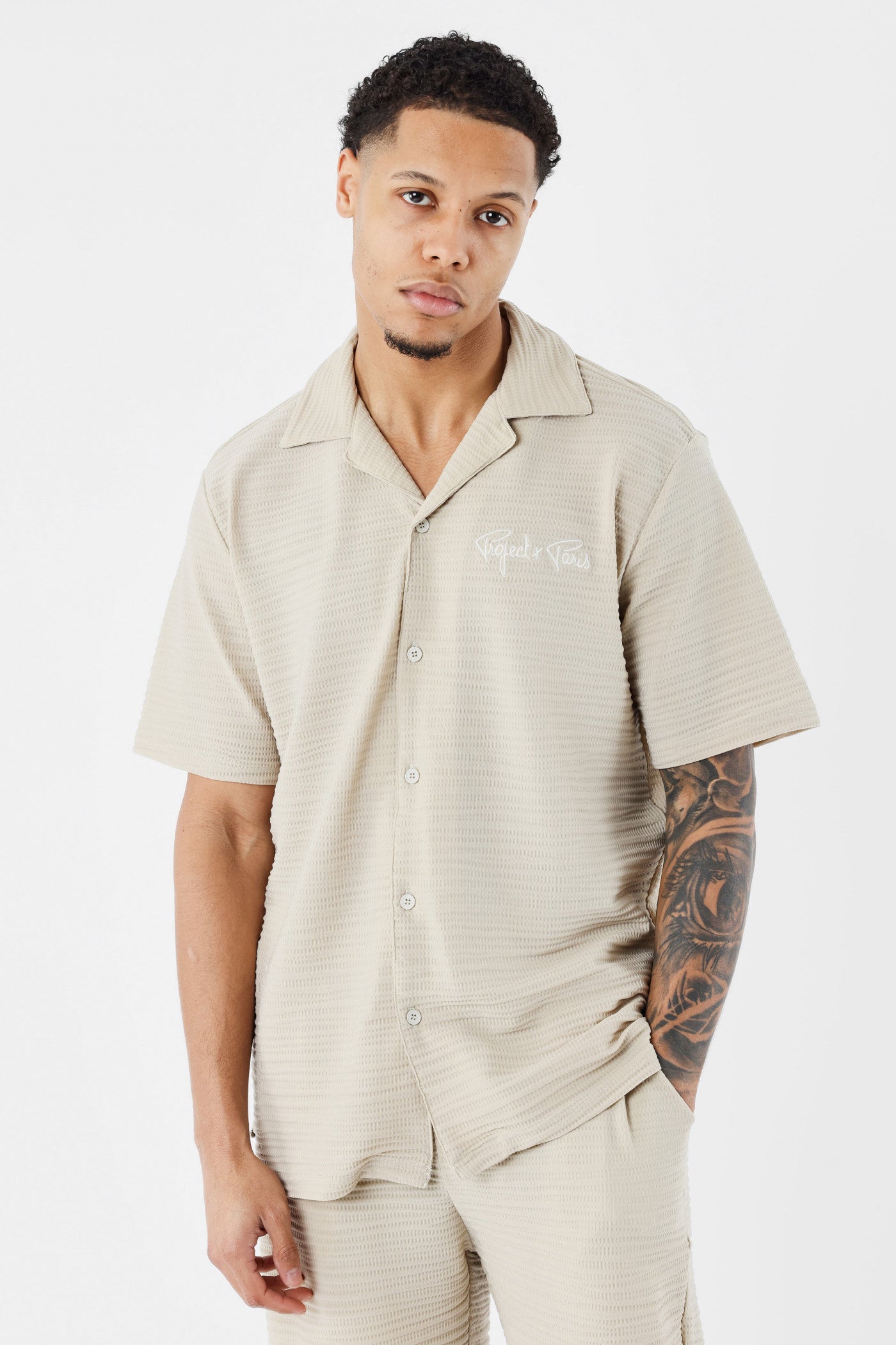 Strukturiertes Hemd - Beige