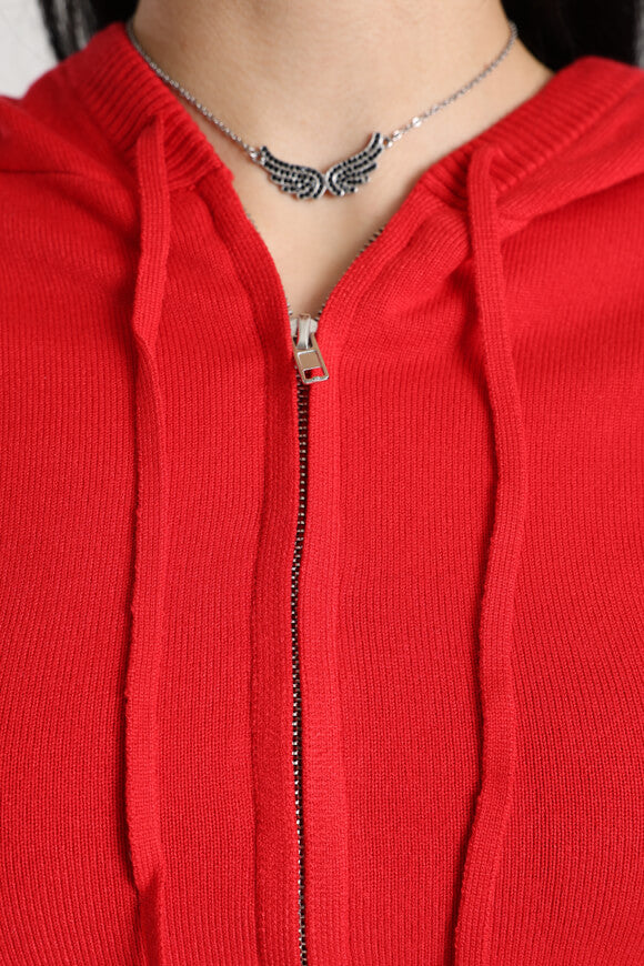 Crop Strickjacke - Rot