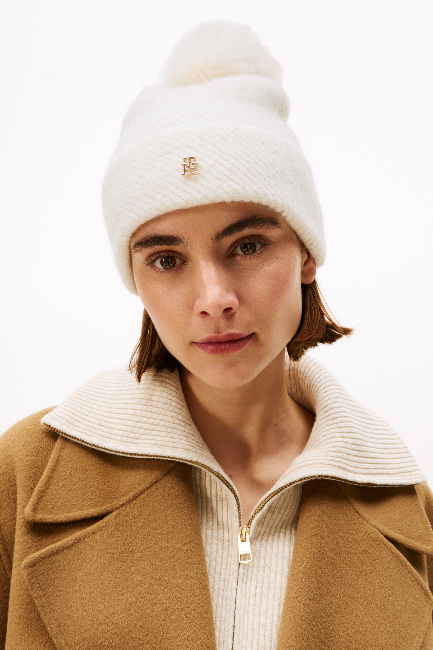 Pom-Beanie - Ivory Silk