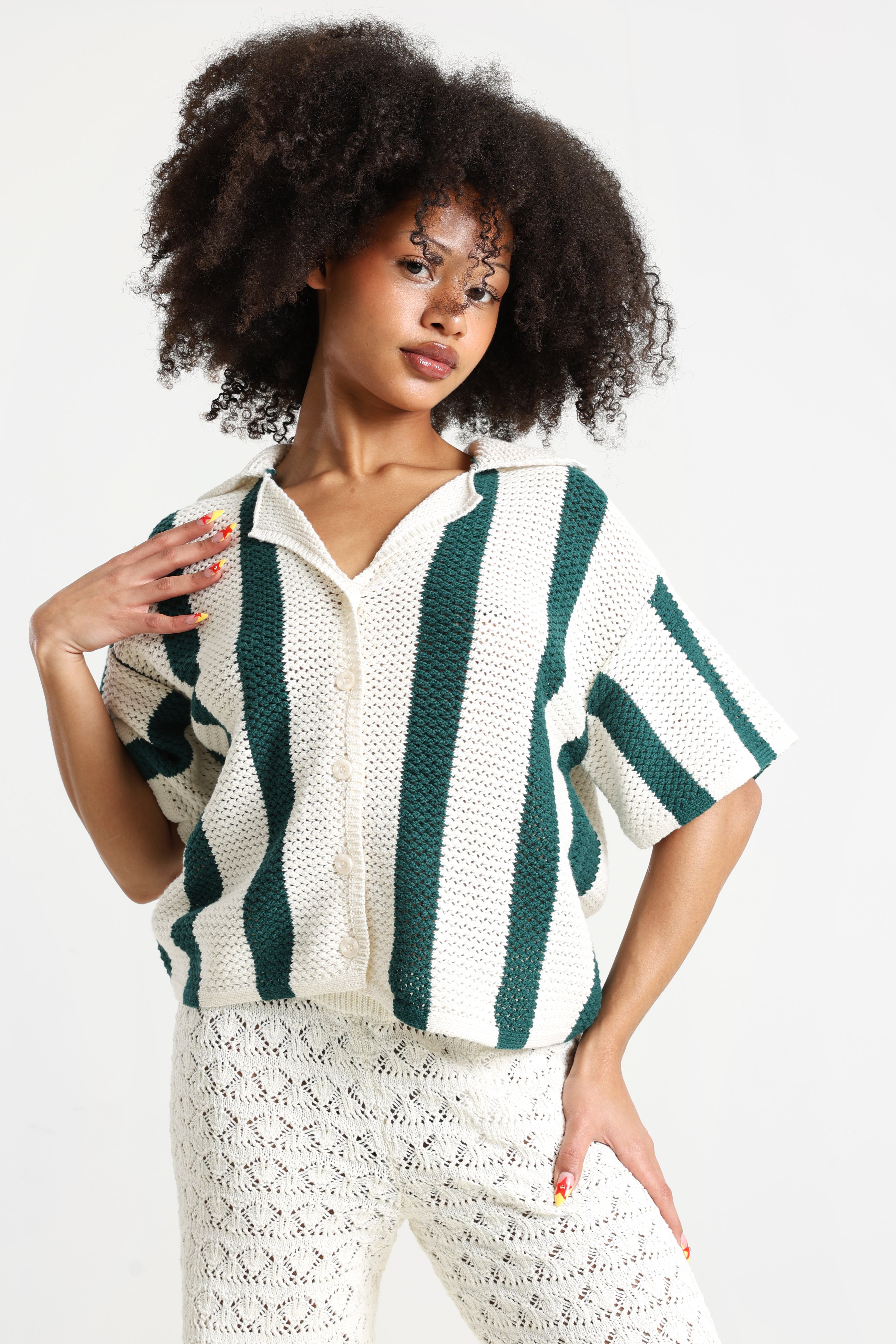 PCKENZIE Häkelhemd - Eggnog