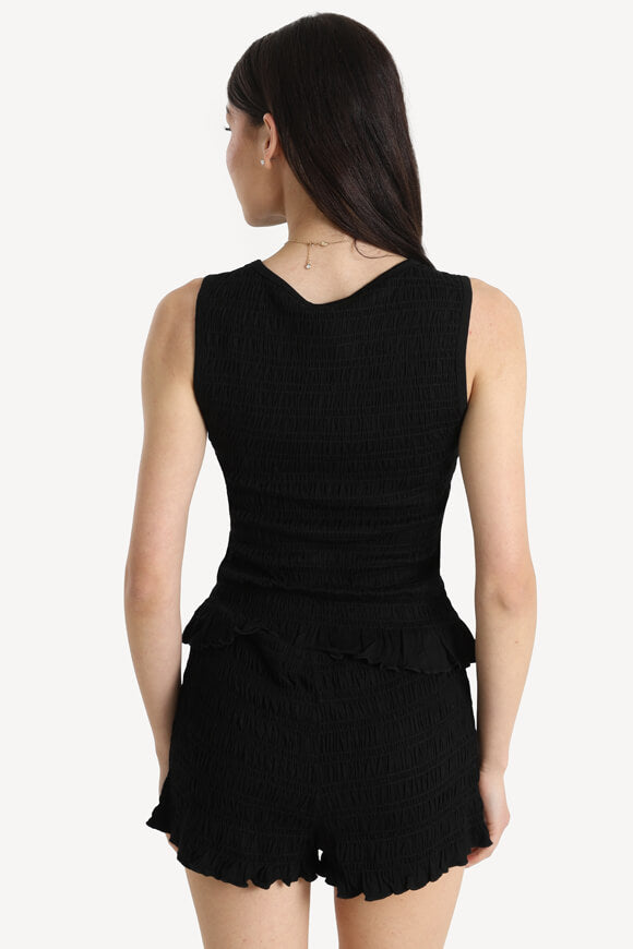 Gesmoktes Top - Schwarz