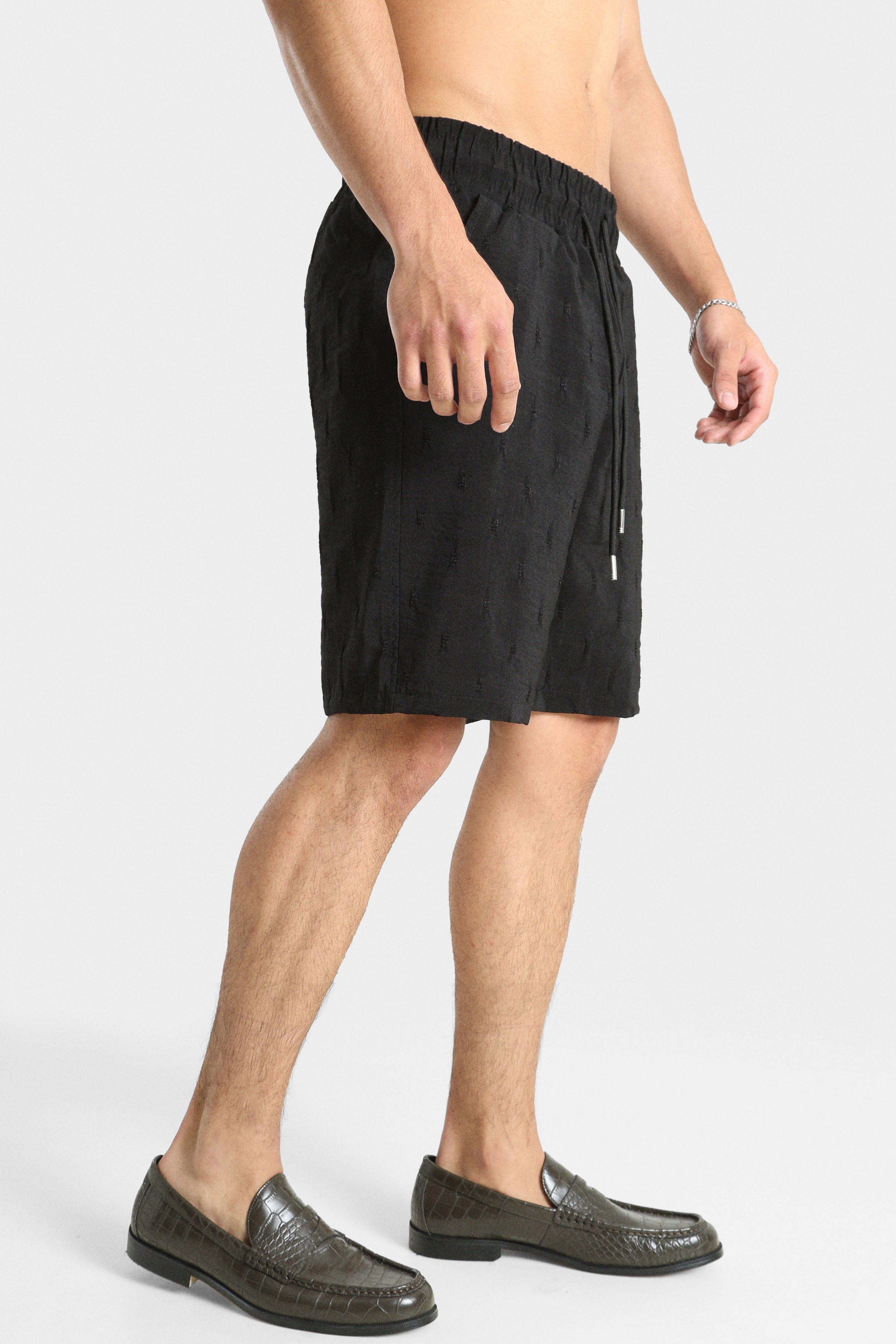 Short en tissu structuré - Black