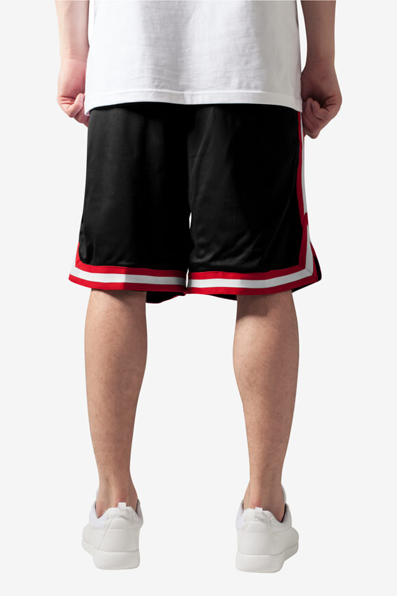 Stripes Mesh Shorts - Black + Red + White