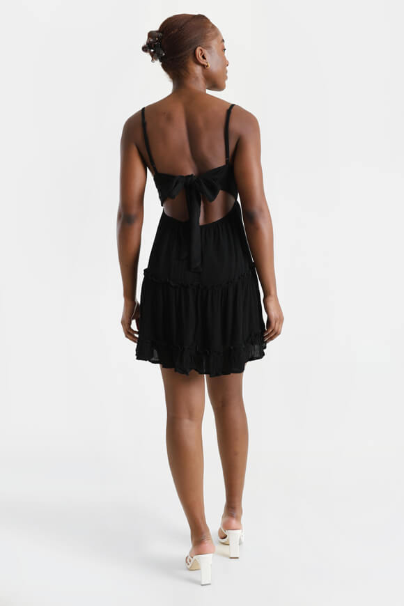 Mini dress with crochet details - black