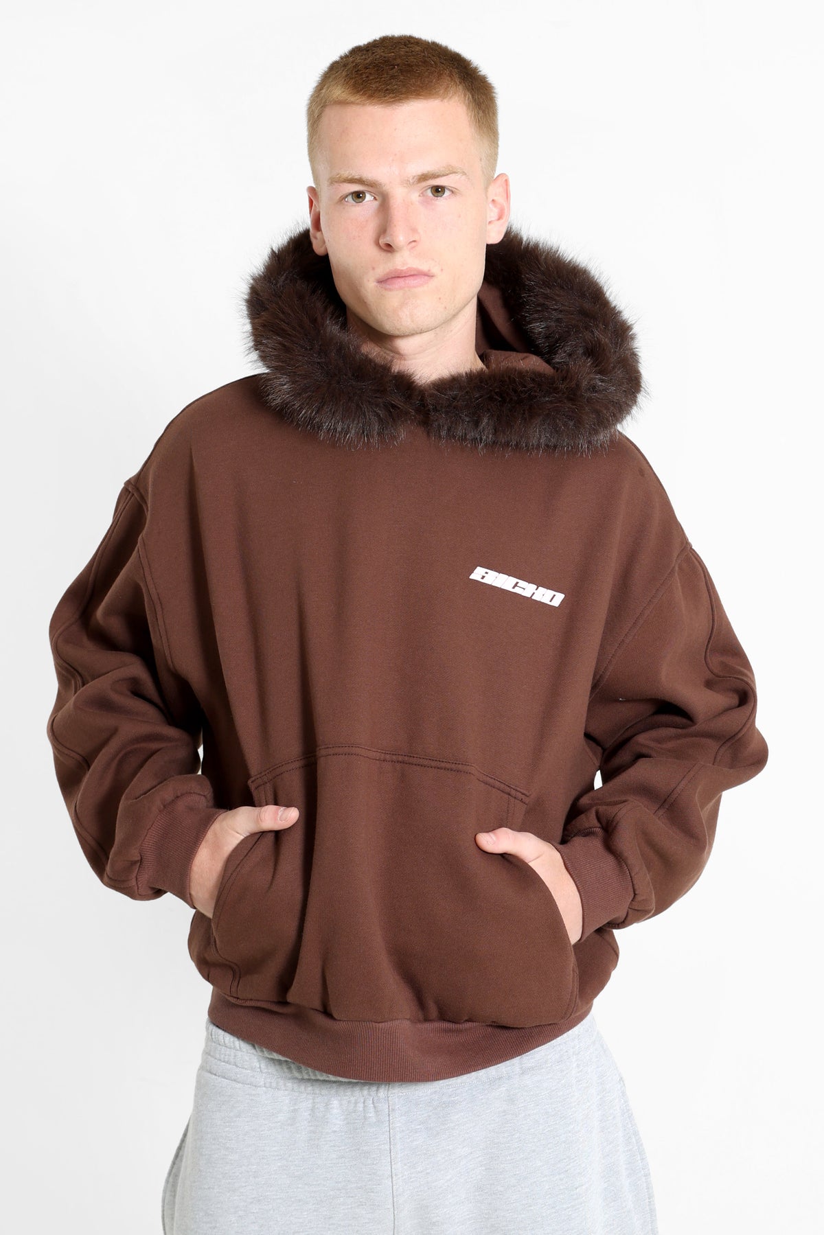 Kapuzensweatshirt - Braun + Rosa