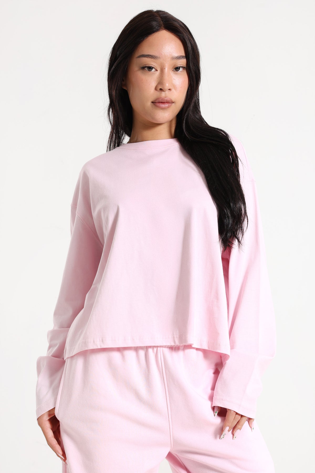 Oversize Langarmshirt - Rosa