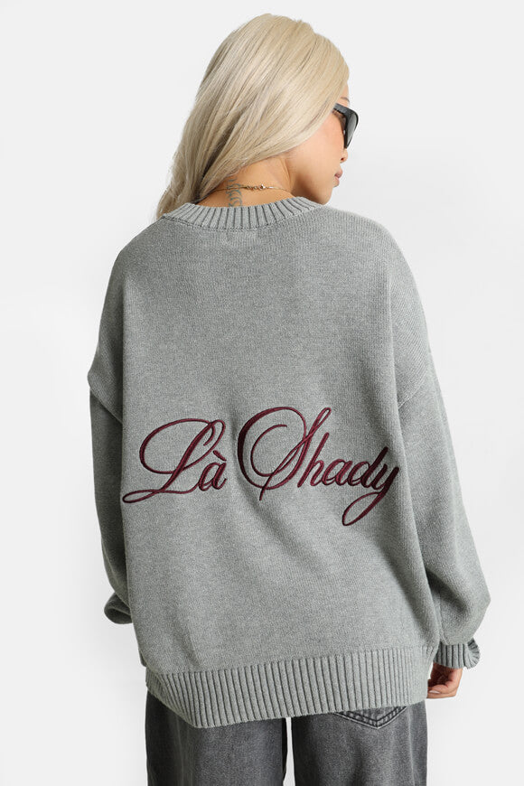 Oversized knitted sweater - mottled gray