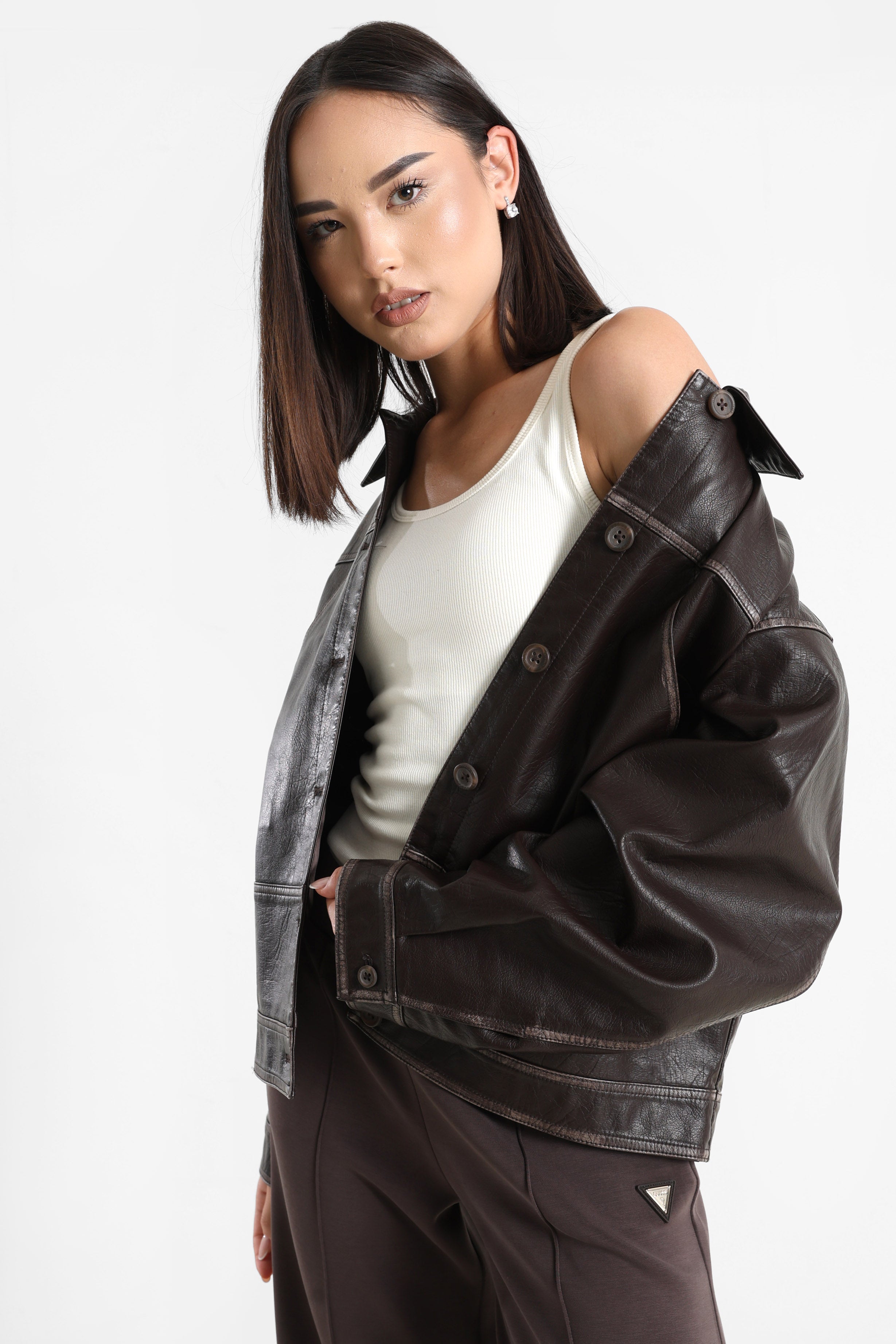 Kunstlederjacke - Chocco Brown