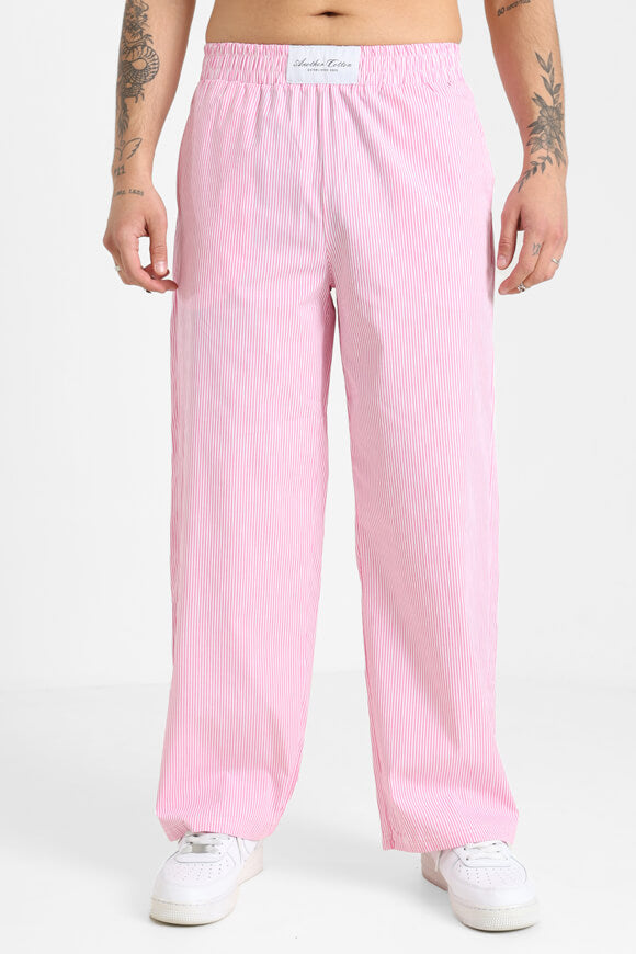 Stoffhose - Pink + White