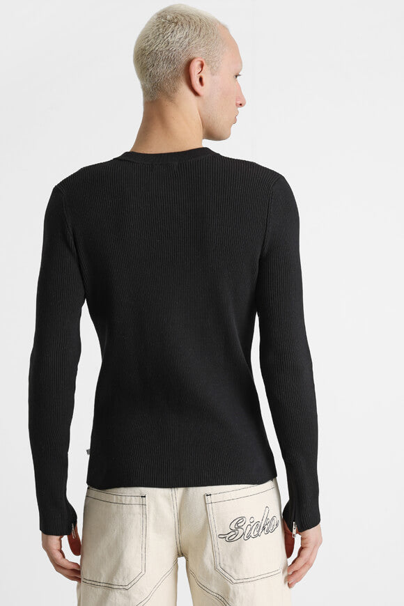 Gerippter Strickpullover - Black