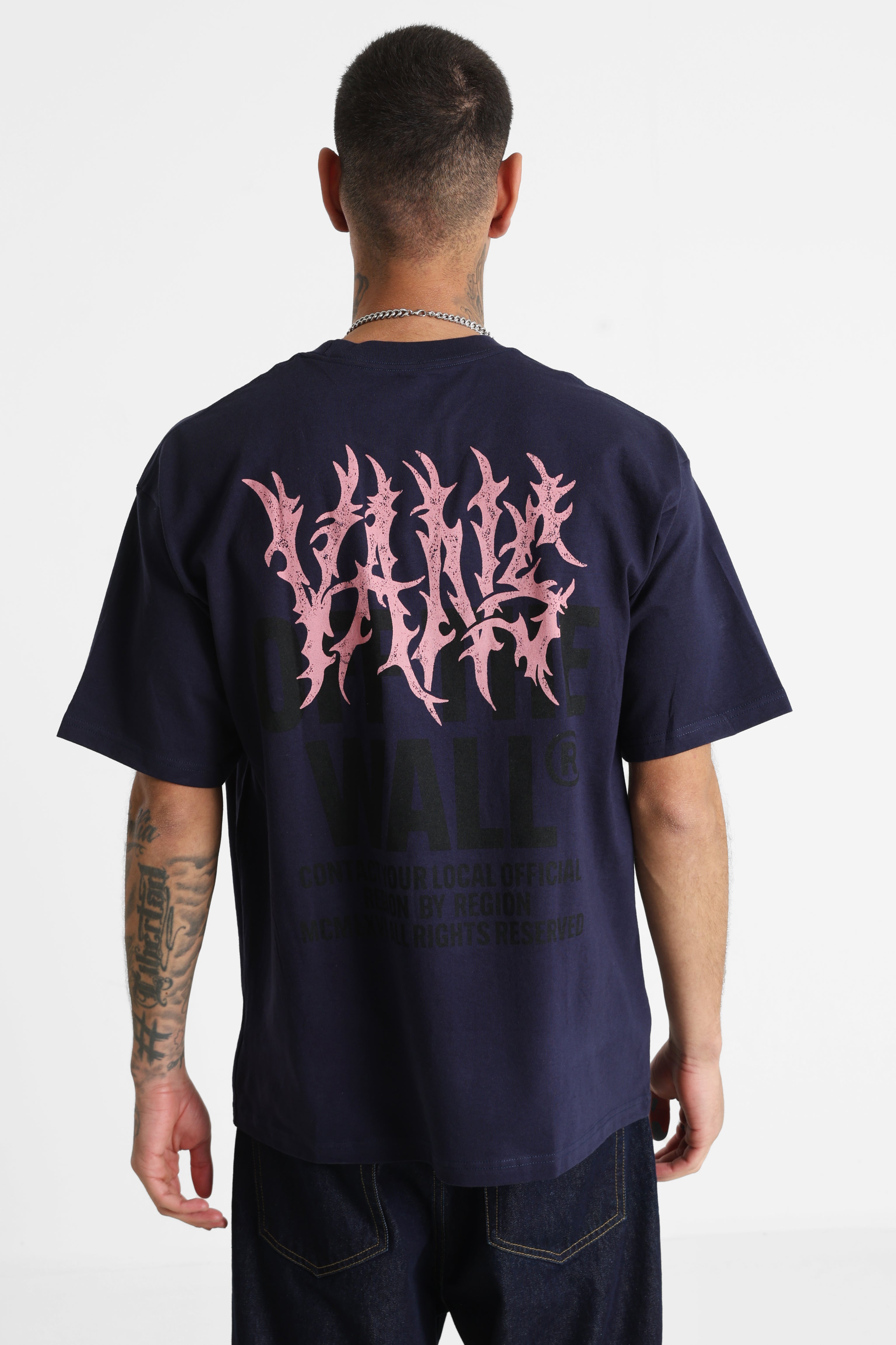 Metal Wall Oversize T-Shirt - Navy