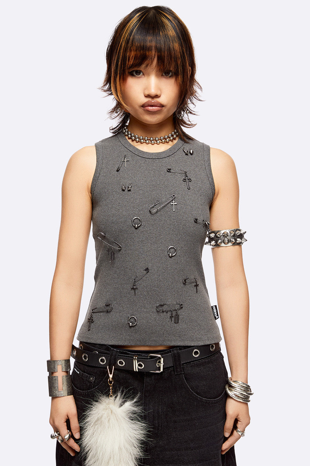 Canotta a coste Pierce Me - Grigio scuro