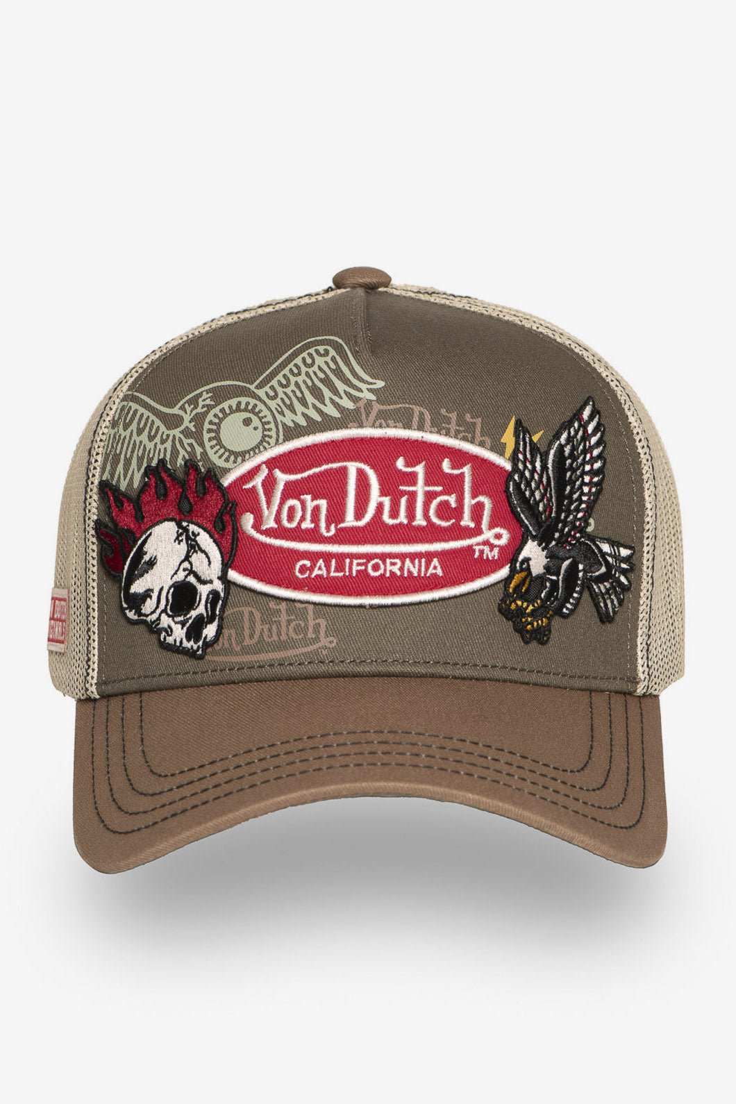 Trucker Cap / Snapback - Grey + Beige + Brown