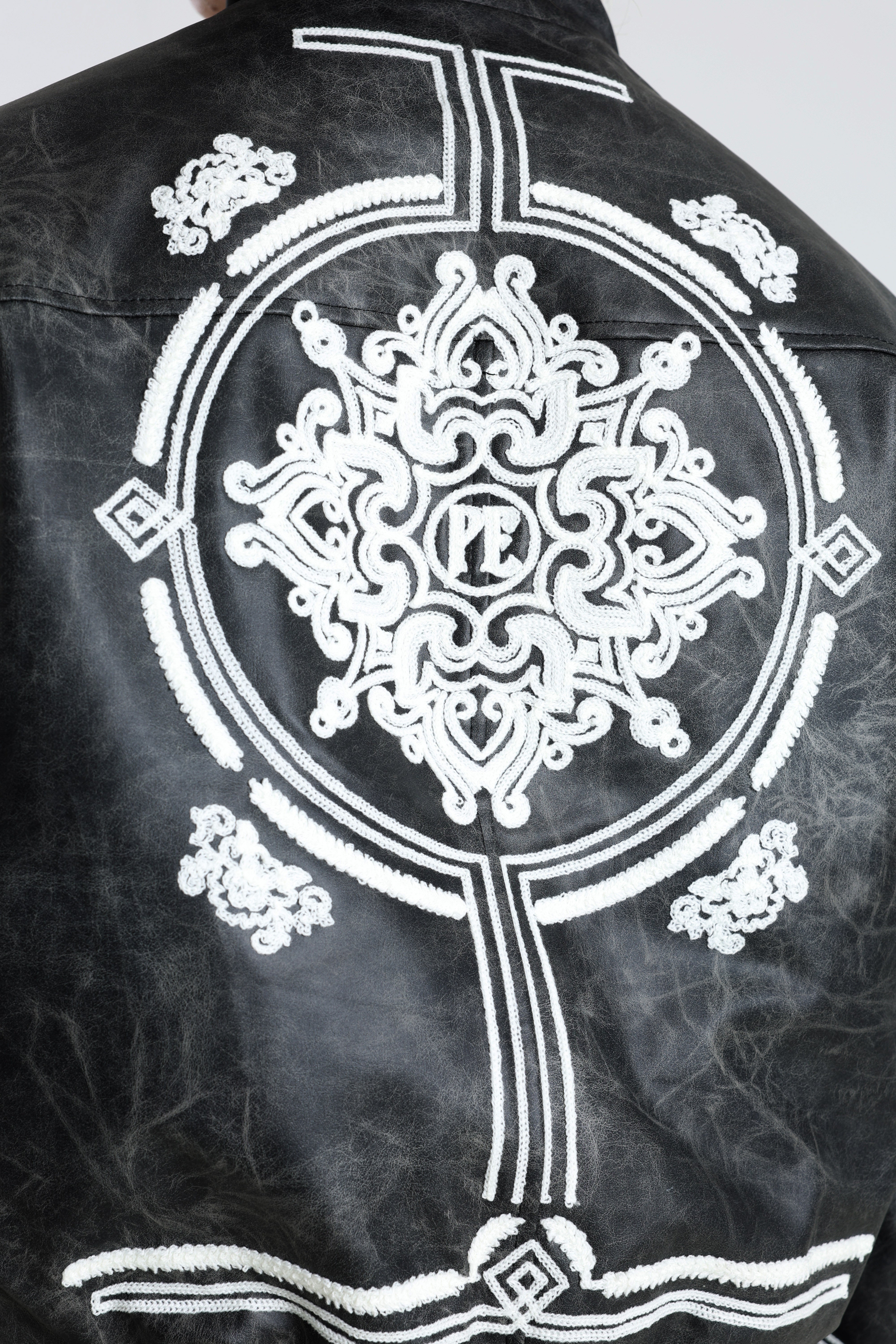 Faux leather jacket - Black Washed