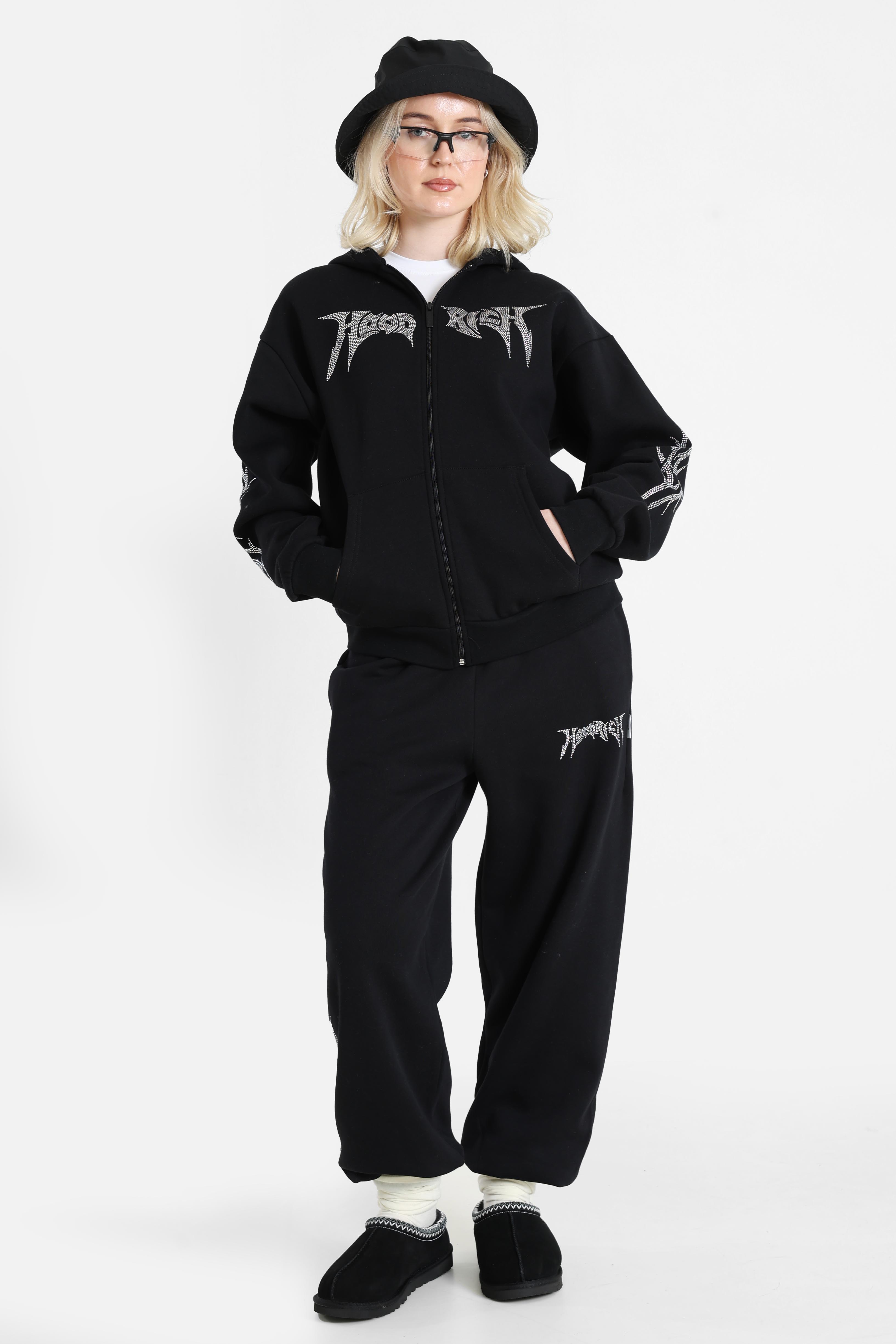 Quartz sweat ample zippé à capuchon - Black