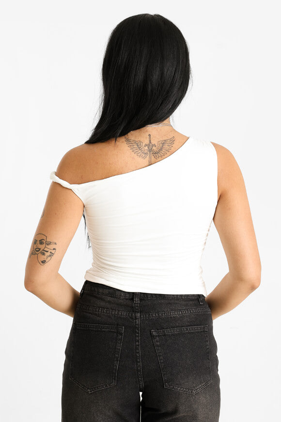 One Shoulder Crop Top - Offwhite