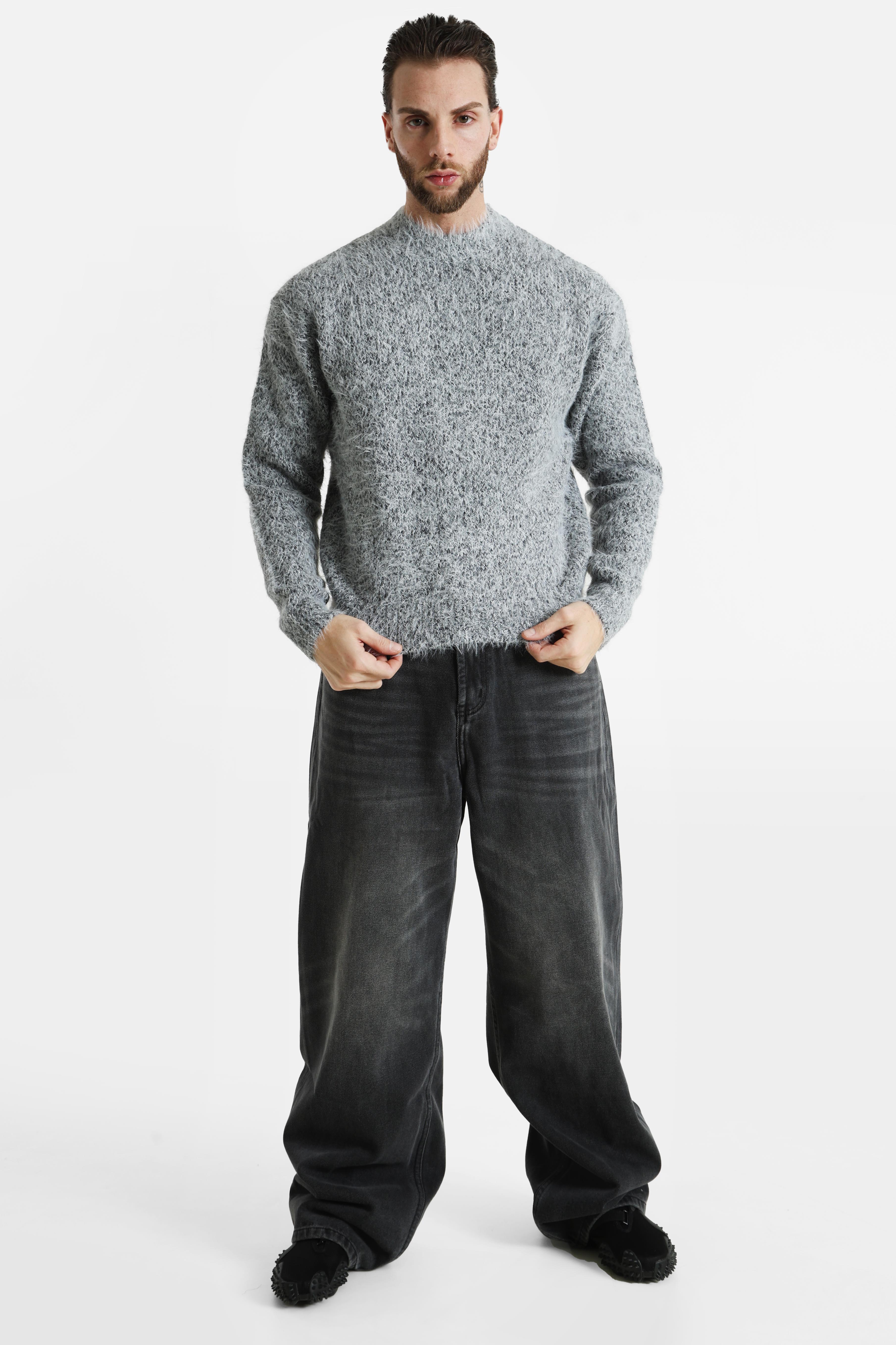 ONSNOAH fluffy knit jumper - Medium Grey Melange