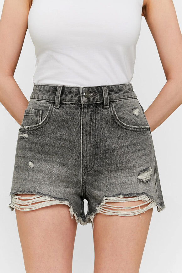 Mom fit denim shorts - dark gray denim