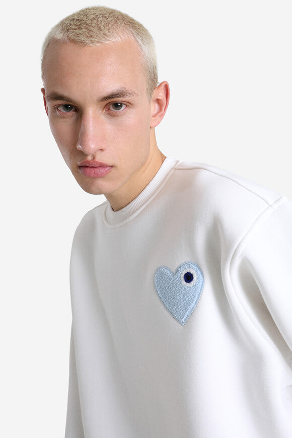 Heart Sweatshirt - Offwhite + Light Blue