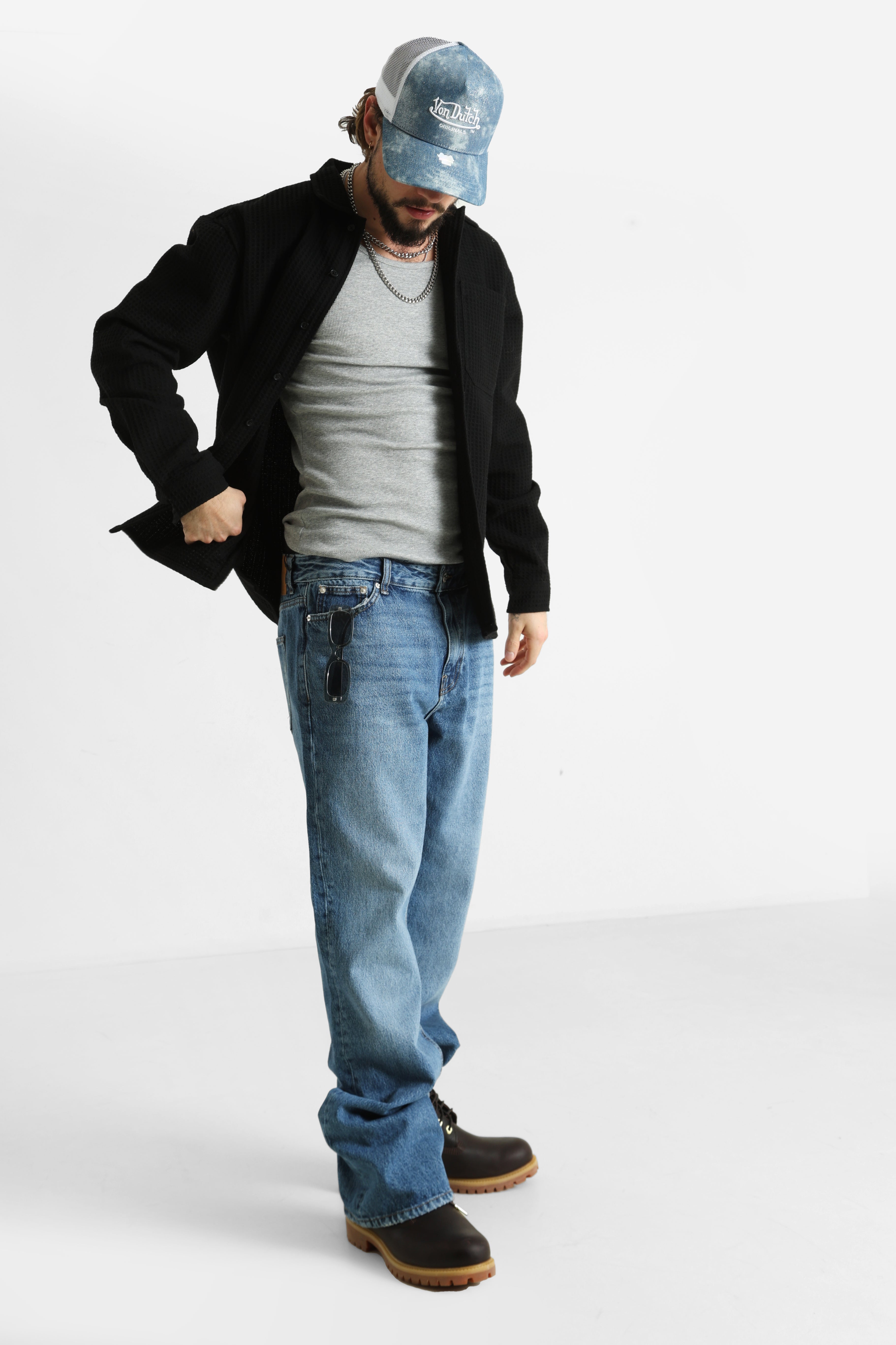 RRCHEN Maglia over con struttura waffle - Nero