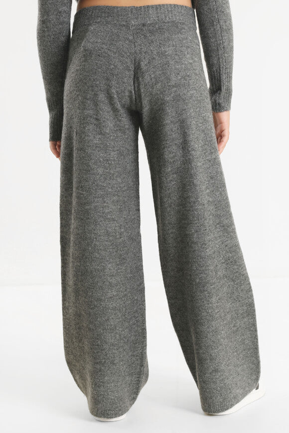 Wide Leg Strickhose - Dunkel Grau meliert