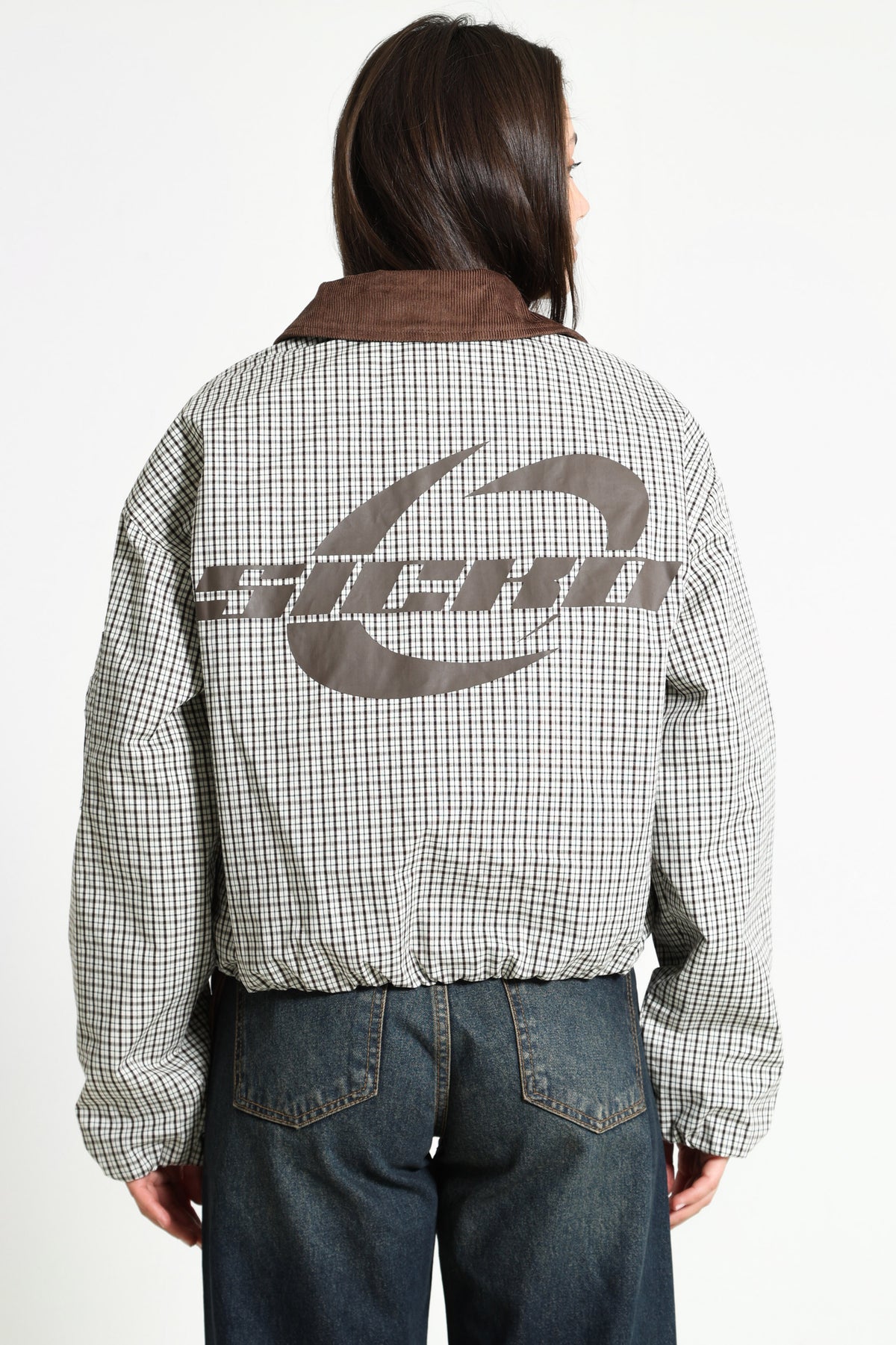 Veste bomber légère - Ecru + Brun