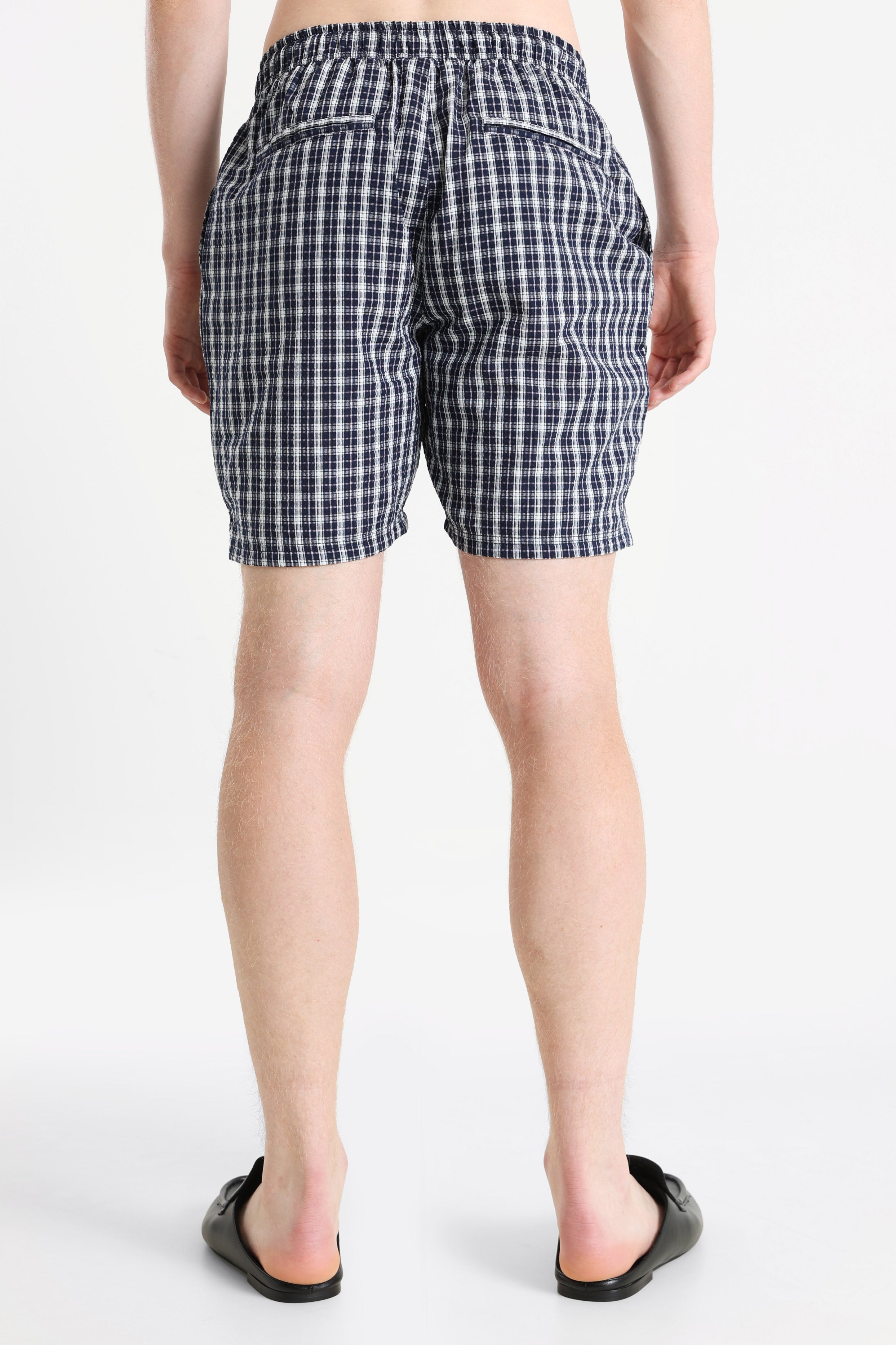 RRSLADE short à carreaux en seersucker - Navy Blazer