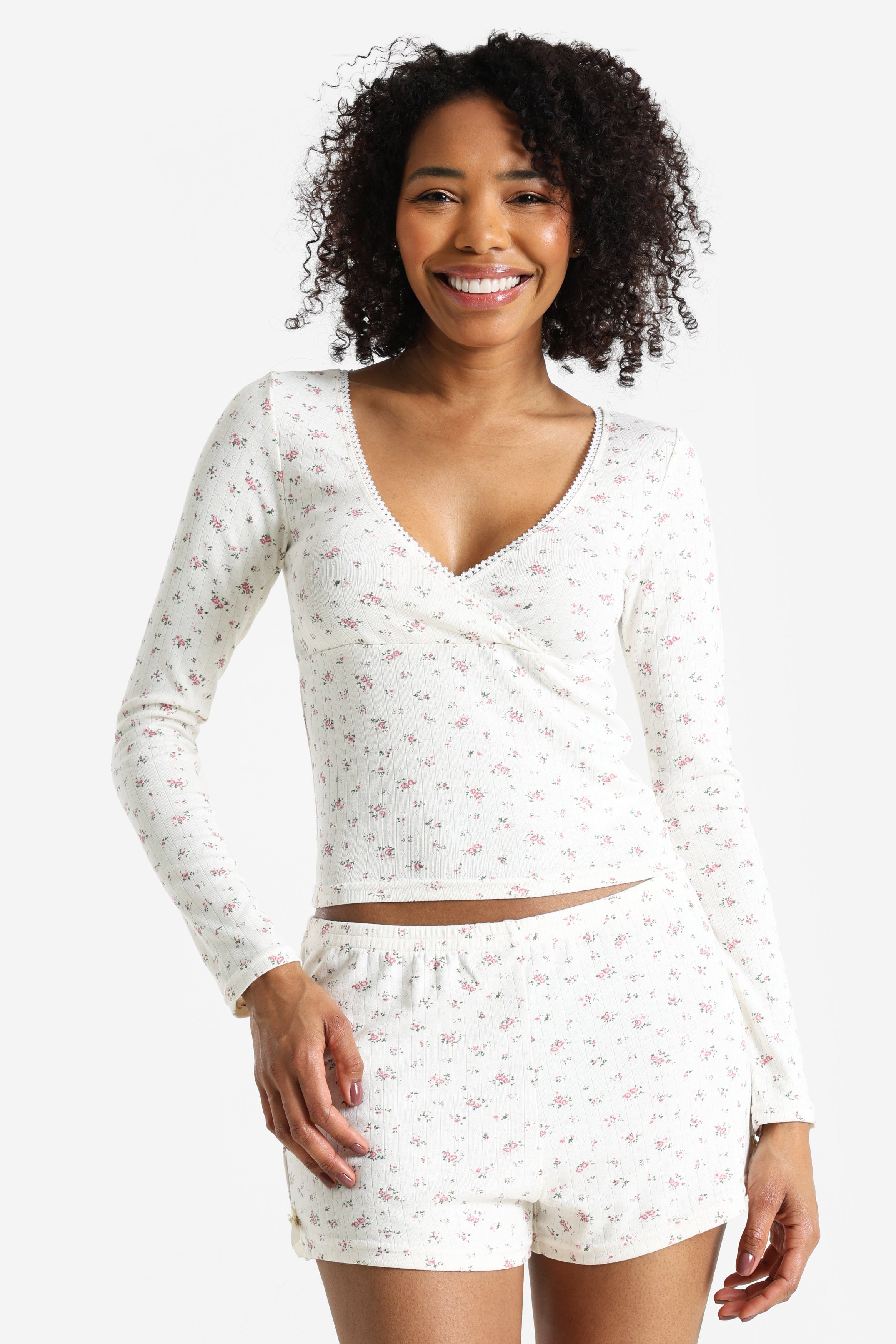 Strukturiertes Langarmshirt - Offwhite